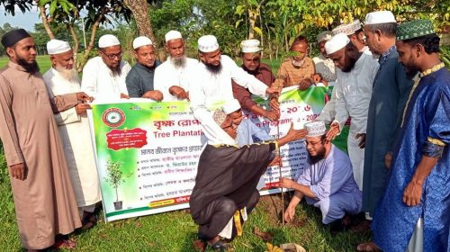 সিলেটে সুন্নী ওলামা মাশায়েখ পরিষদের বৃক্ষরোপণ ও চারা বিতরণ